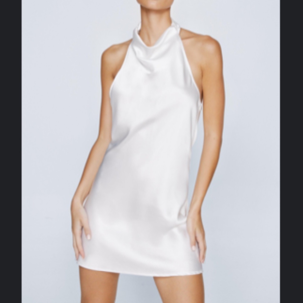 White Halter Slip Dress